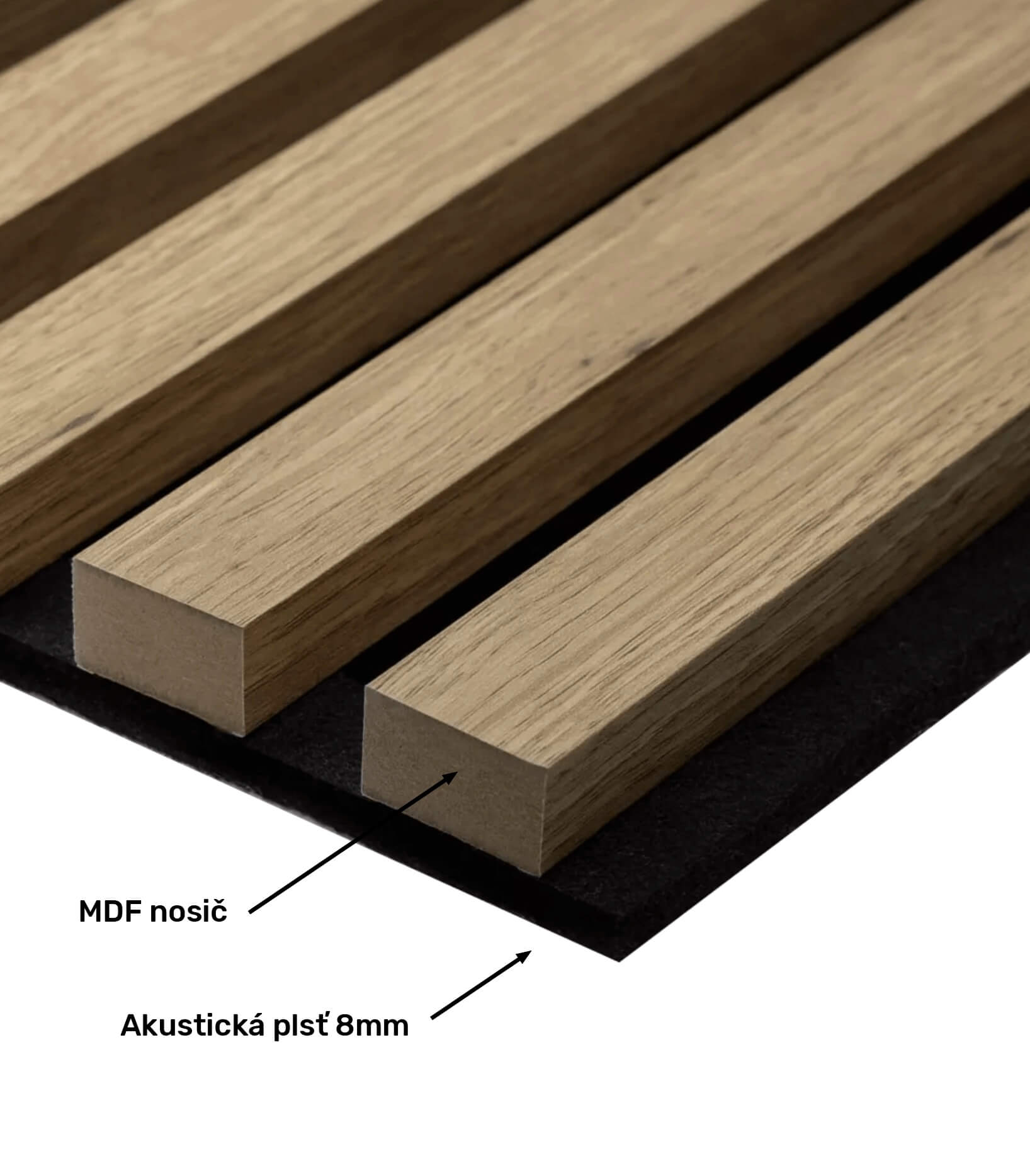 Akusticke panely, akusticke lamely, lamely na stenu, akusticka stena, potichu, dubove parkety, dubove parkety lamelovy panel, lamely čierny podklad, Nemi Trade, akusticke lamely na stenu