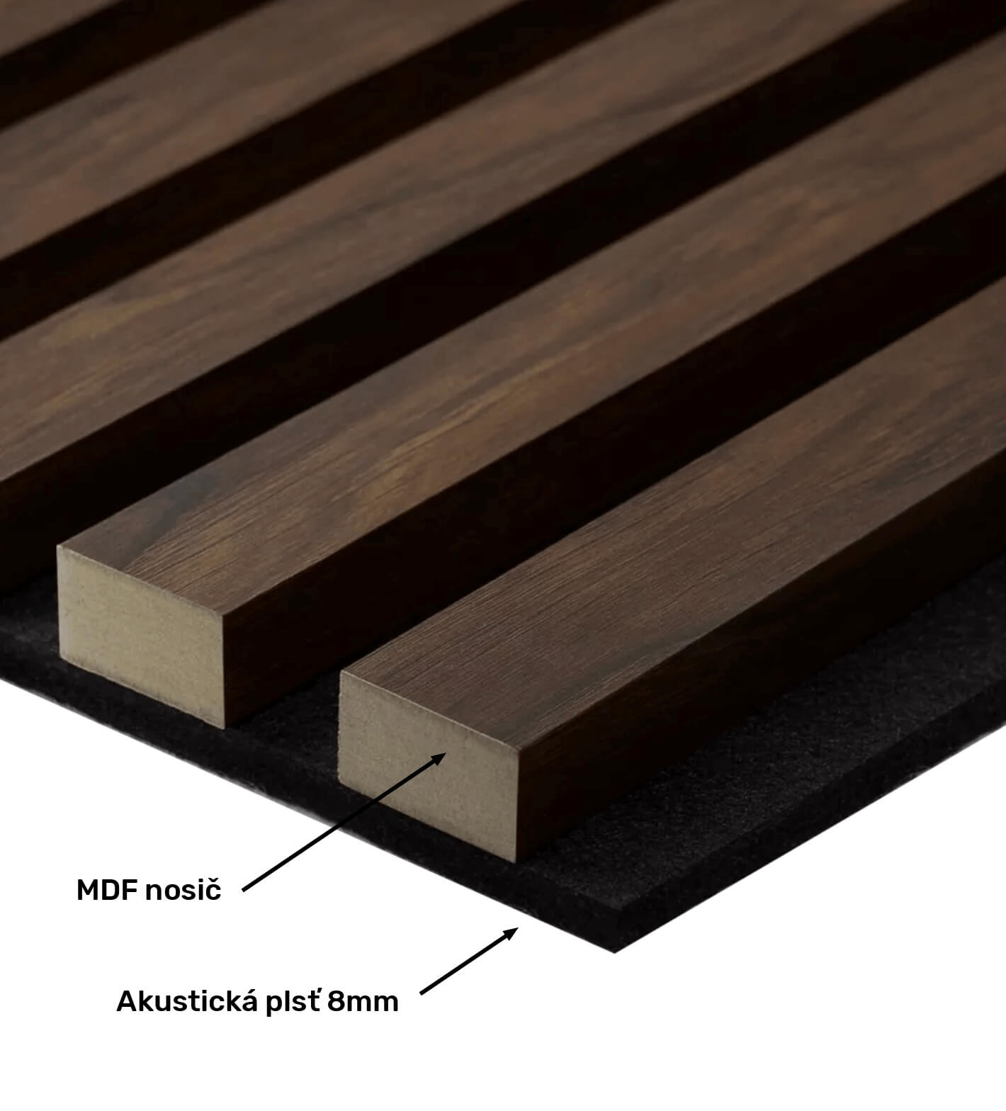 Akusticke panely, akusticke lamely, lamely na stenu, akusticka stena, potichu, dubove parkety, dubove parkety lamelovy panel, lamely čierny podklad, Nemi Trade, akusticke lamely na stenu